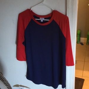 Lularoe Women’s Randy-Size L-Navy w/red sleeves